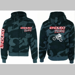 Enduro Racing hrubá maskáčová mikina na zips s kapucou vzor Nightcamo - Nočný maskáč " Splinter "